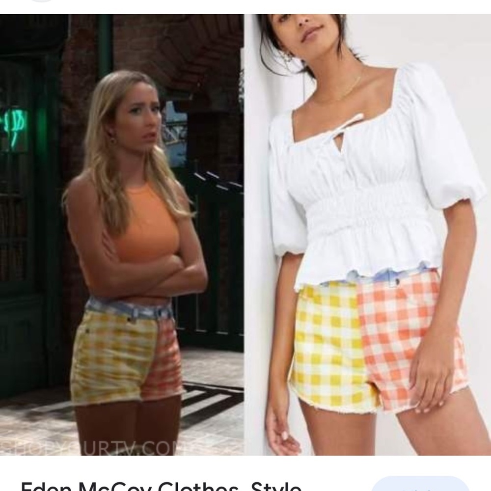 Farm Rio Gingham Colorblock Shorts